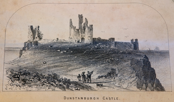 Dunstanburgh Castle, drawn in the 'romantic' style, C1869